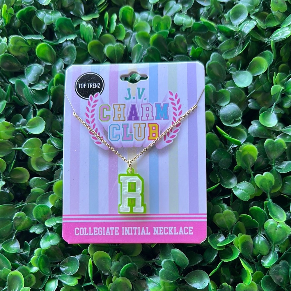 Kids Collegiate Initial Necklace - Green